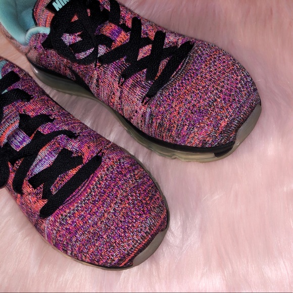 Nike Flyknit Running Sneakers Pink Black Women’s Athletic Shoes - Picture 5 of 7